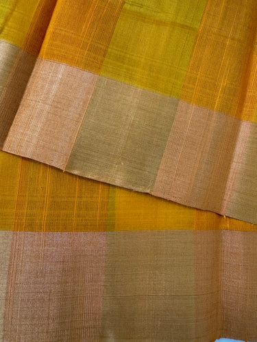 Jute & Mulberry Silk half and half saree from Kanchipuram | Handwoven | Ships from California